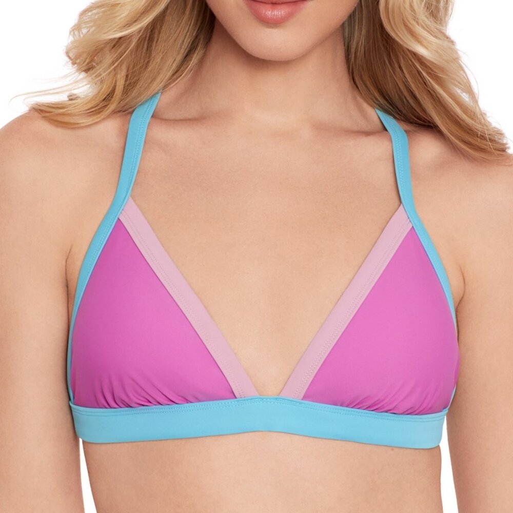 Salt + Cove Juniors' Contrast-Trim Triangle Bikini Top